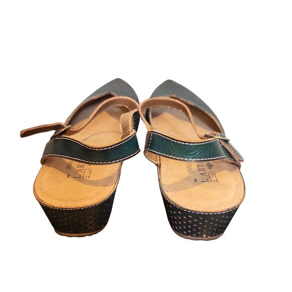 L'Artiste By Spring Step Lizzie Green Perforated Leather Sandal Women’s 7.5 - Picture 5 of 7